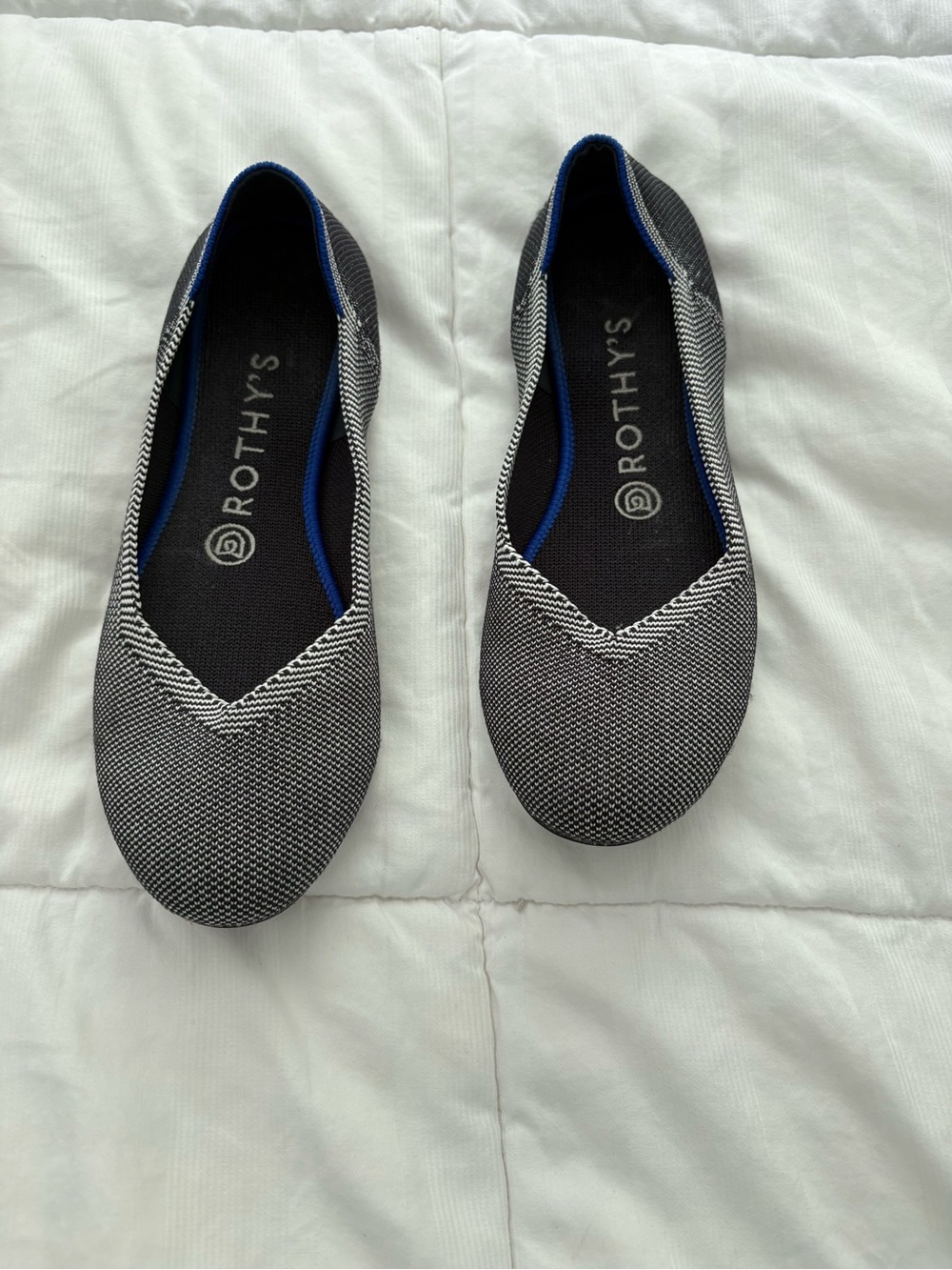 Rothy's Black & White Knit Women's Slip-On Flats